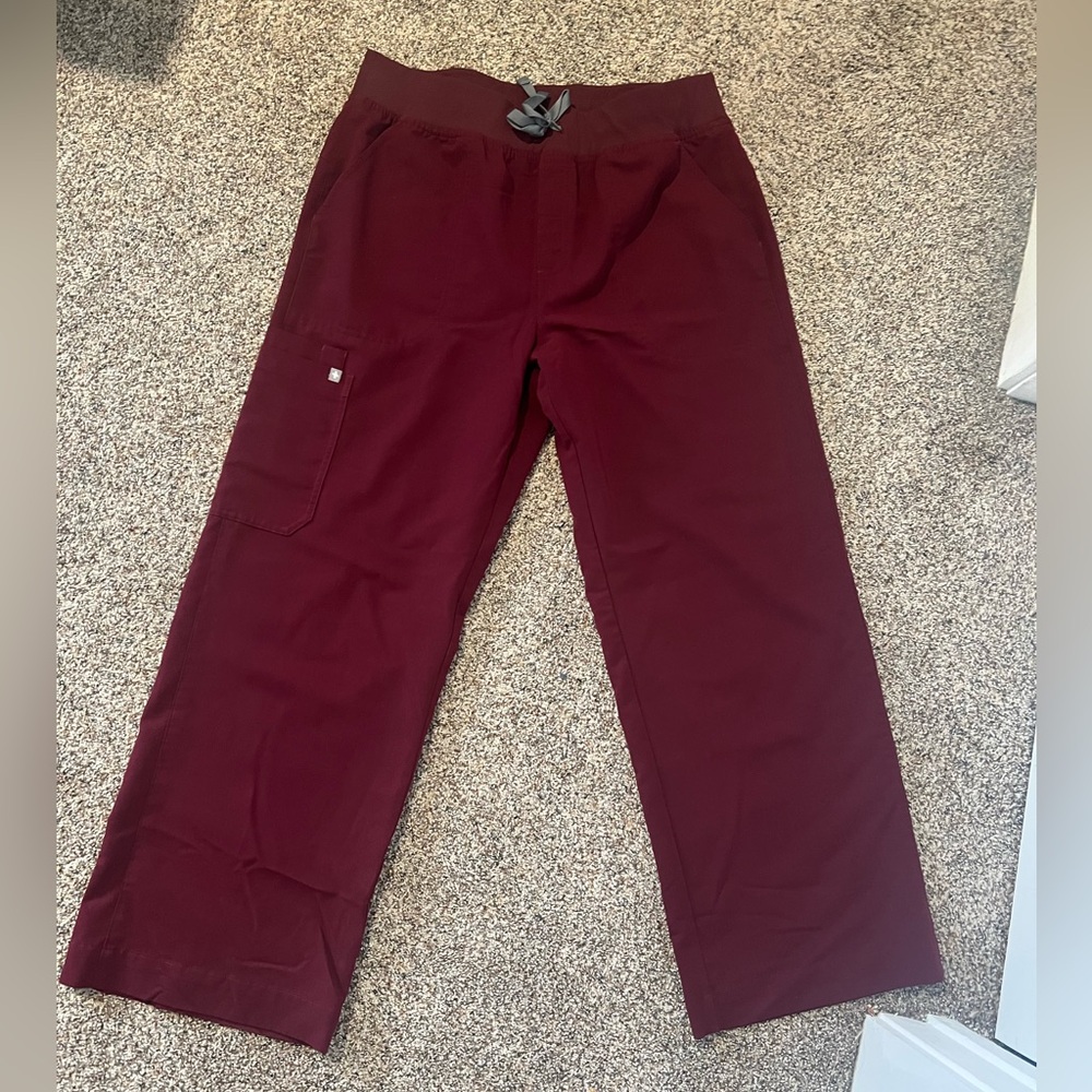 Figs Maroon Technical Wide Leg Scrub Pants